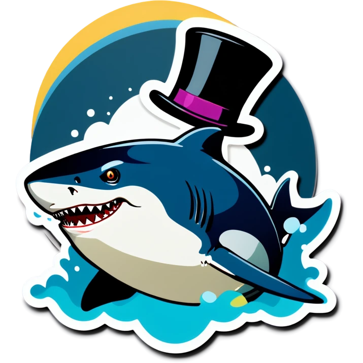 Shark with a top hat emoji