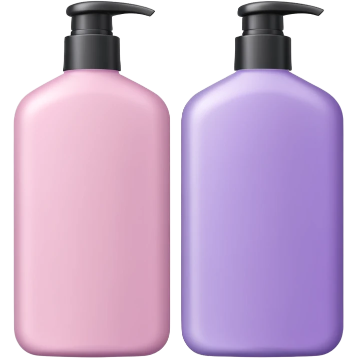 light pink and lilac shampoo bottles side by side emoji