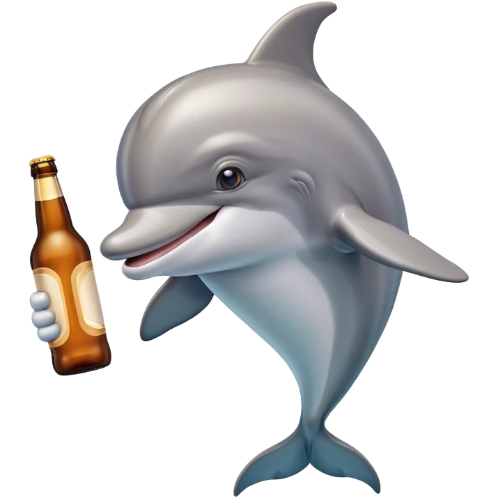 Dolphin with beer emoji