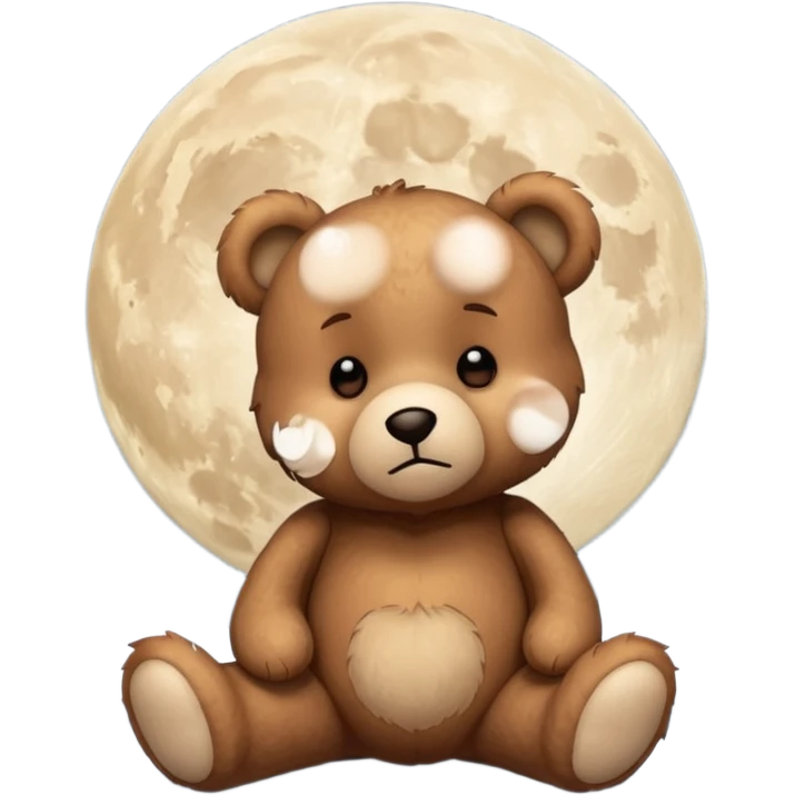 Sad Teddy bear looking up at moon emoji