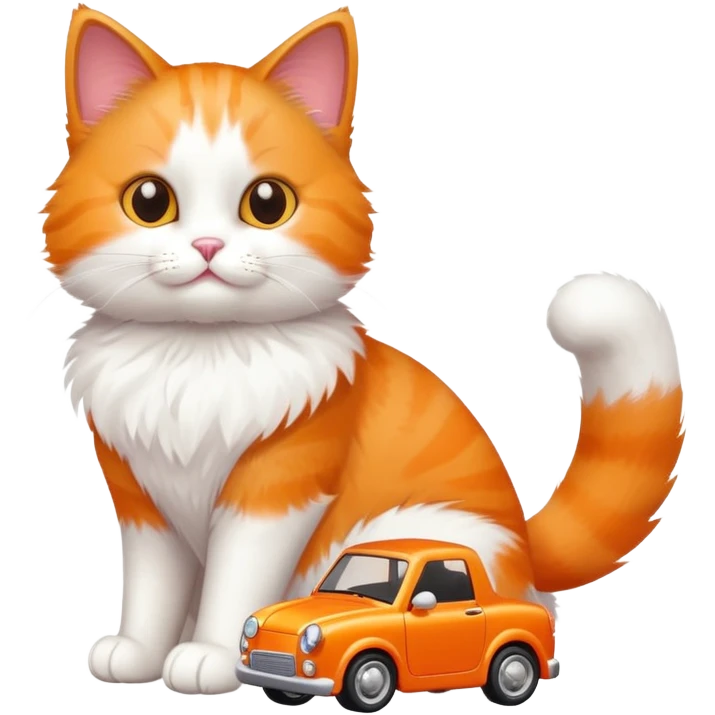 cat full body sitting and playing with a toy car emoji