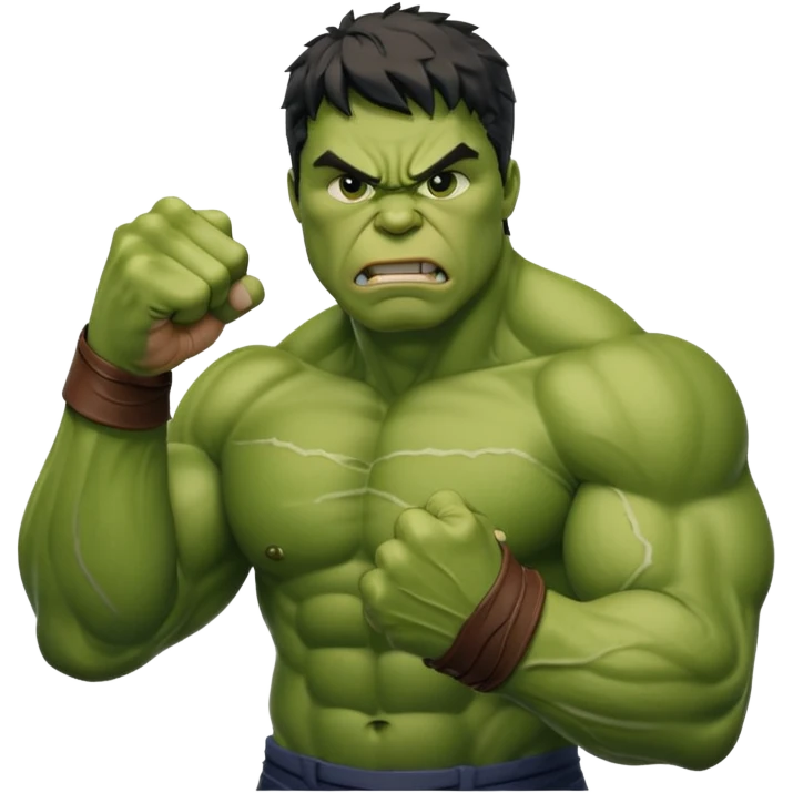Create the Hulk punching his right fist into his left hand in anger ...