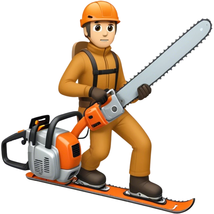 guy on skis holding chainsaw emoji