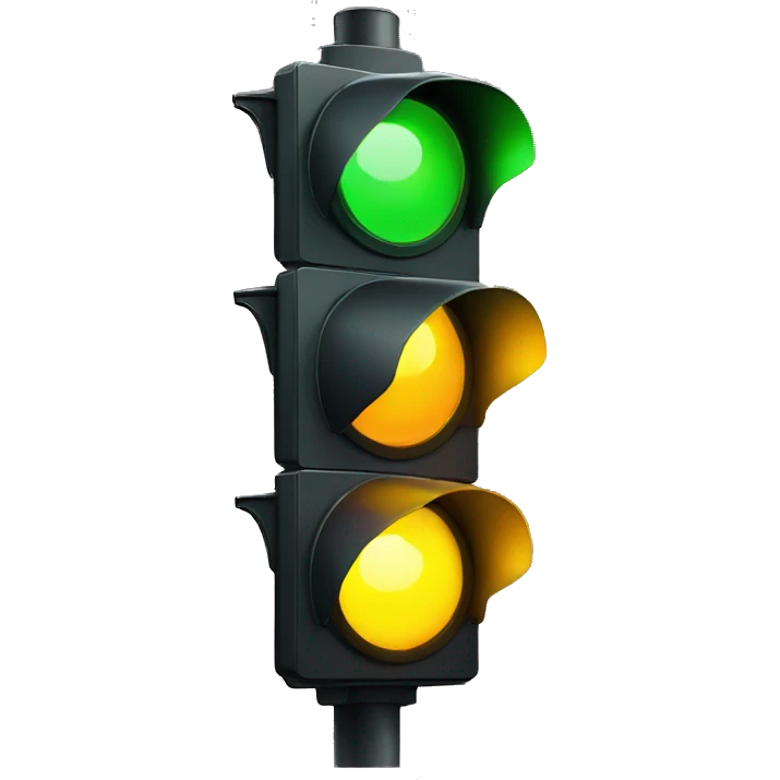 a two color traffic light with yellow lit emoji