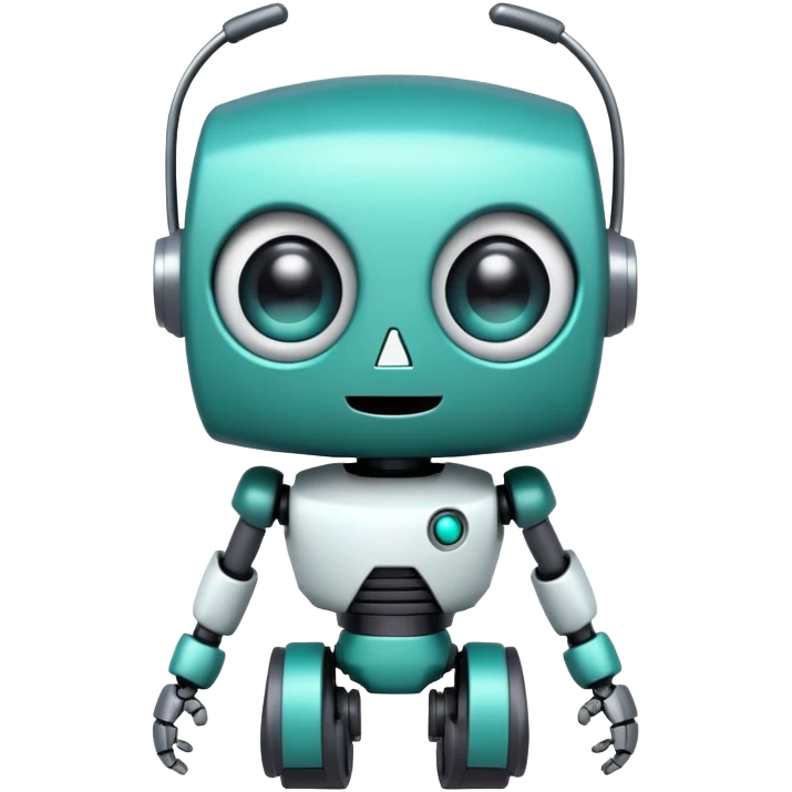 cute GIR robot from Invader Zim with big eyes, teal color, happy expression emoji