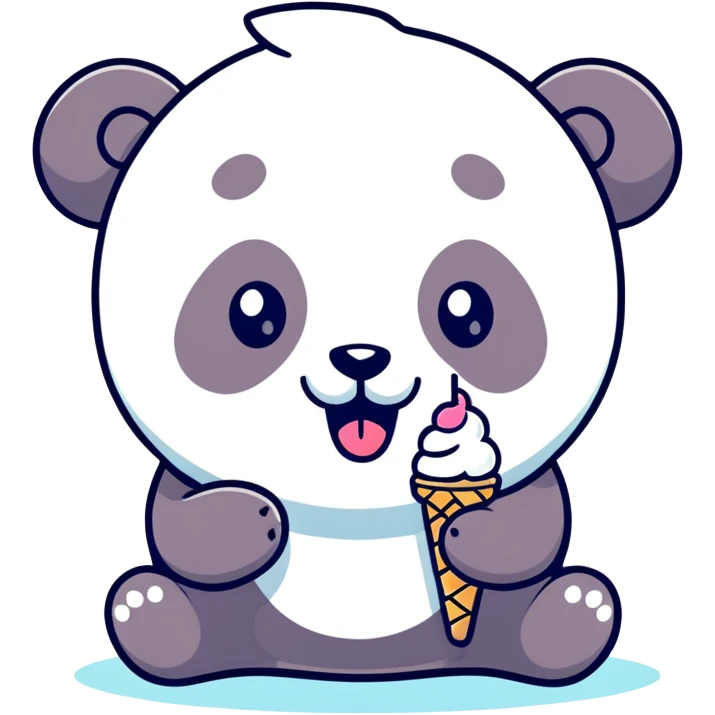 Panda eating ice cream emoji
