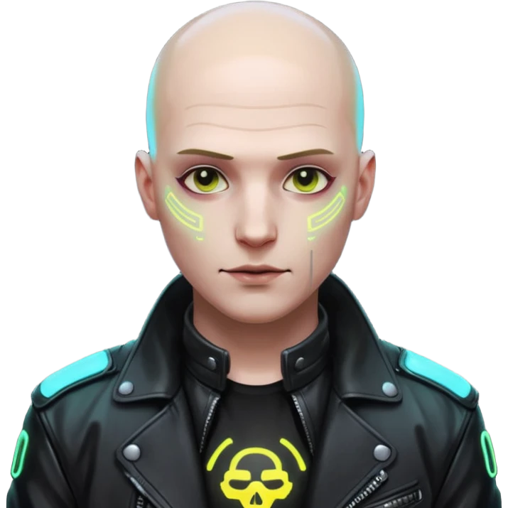 cyberpunk man whihout hair emoji