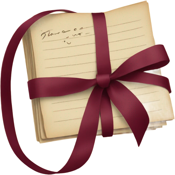 A stack of aged letters tied with a burgundy ribbon, surrounded by dark red pansies
 emoji
