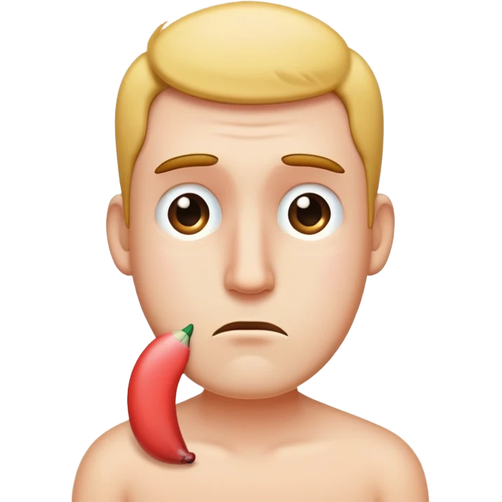Sad face with erect penis emoji