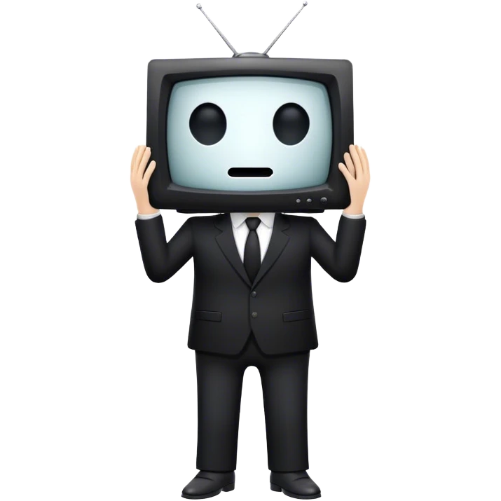 A creature wearing a black suit witty a tv instead of a face  emoji
