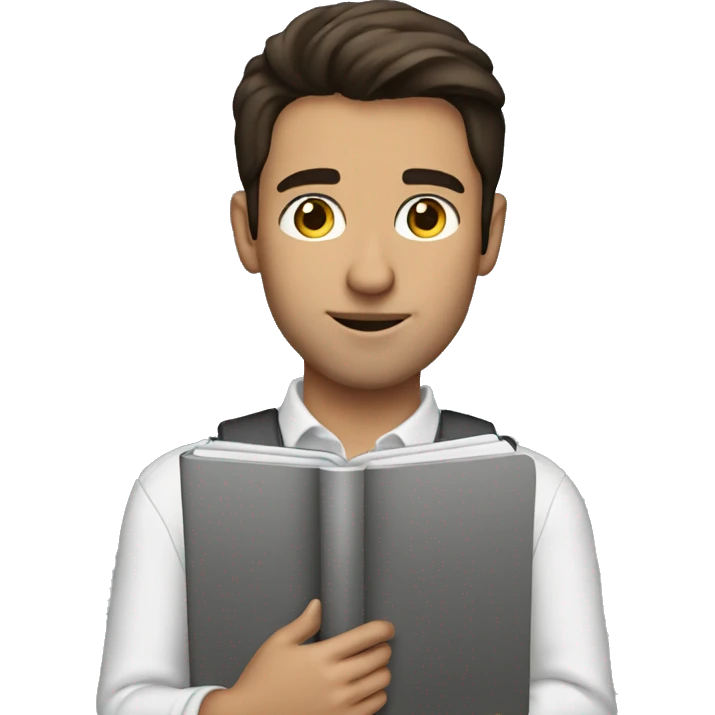 brunette man with notebook emoji