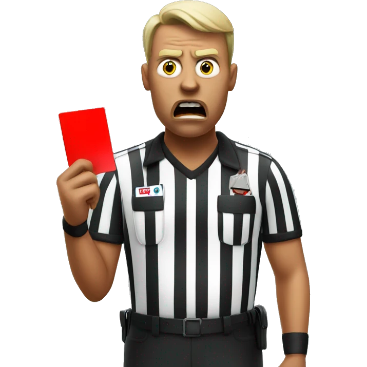 angry referee holding red card emoji | AI Emoji Generator