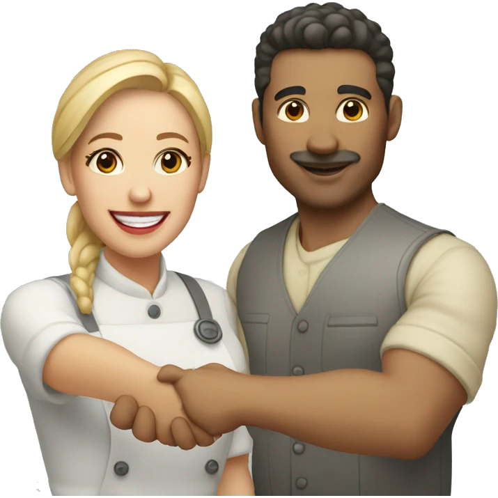 light-skinned restaurateur and blogger shake hands emoji