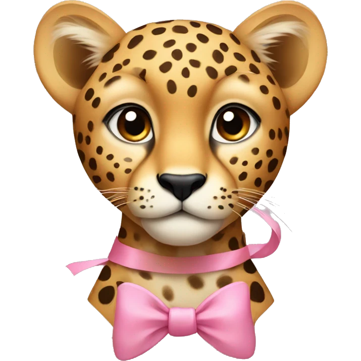 cheetah with a small pink bow emoji