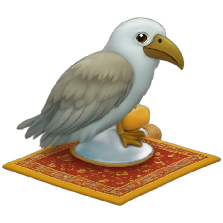Kiwi bird on a flying carpet emoji