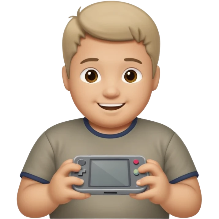 fat boy playing game boy emoji