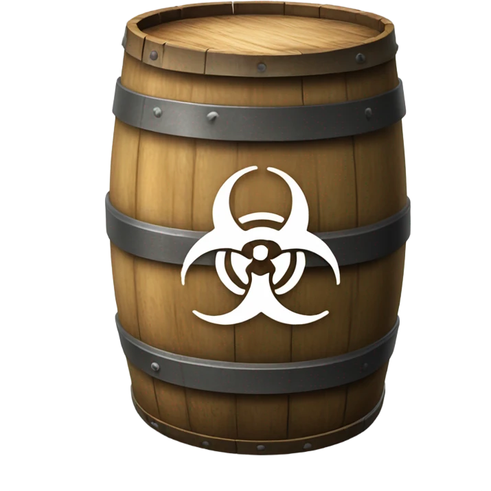 Biohazard symbol on a barrel emoji | AI Emoji Generator
