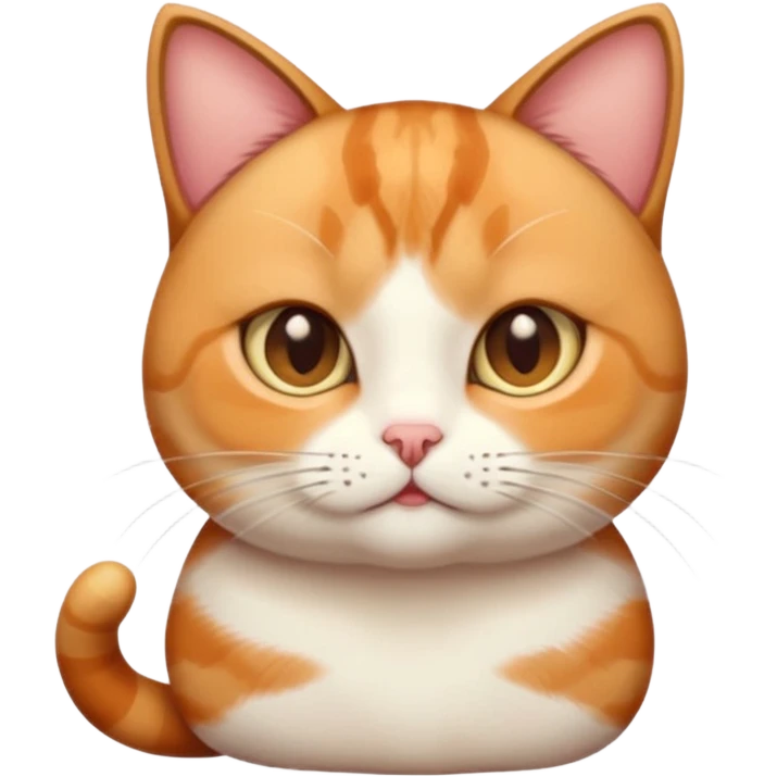 calico cat with cute slim face, small head, hazel eyes, and short but chubby body emoji
