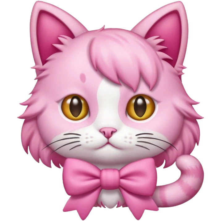 Pink cat with a bow emoji