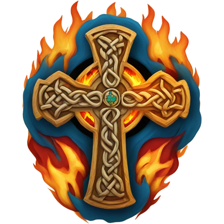 Celtic cross with Earth on fire  emoji