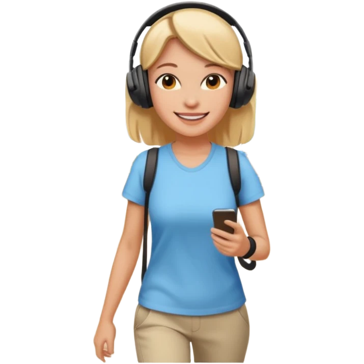 women walking with music emoji