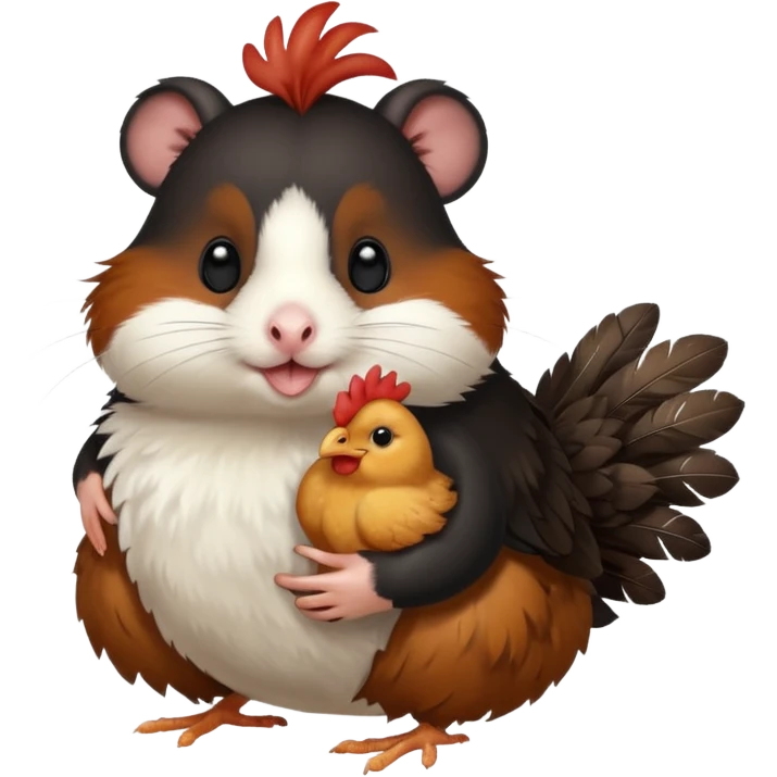 black hamster with chicken emoji