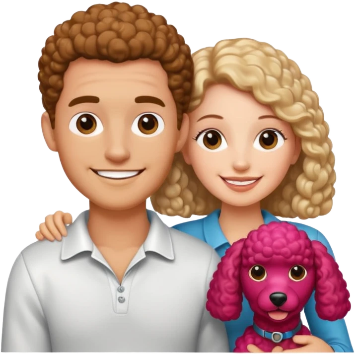 Pareja con perrito poodle emoji