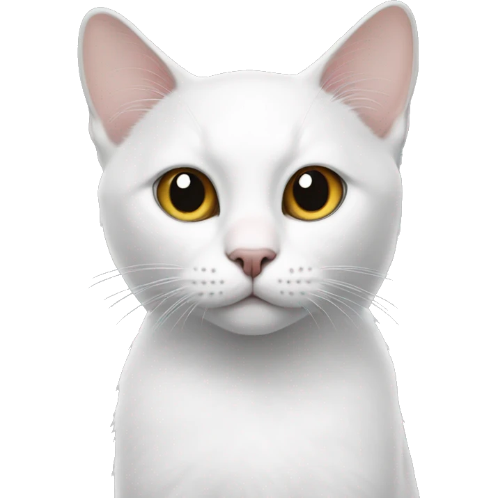 white cat with black spot next to right ear emoji
