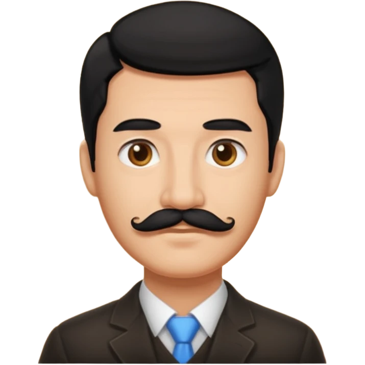 man with black hair on the right side with a rectangular mustache emoji