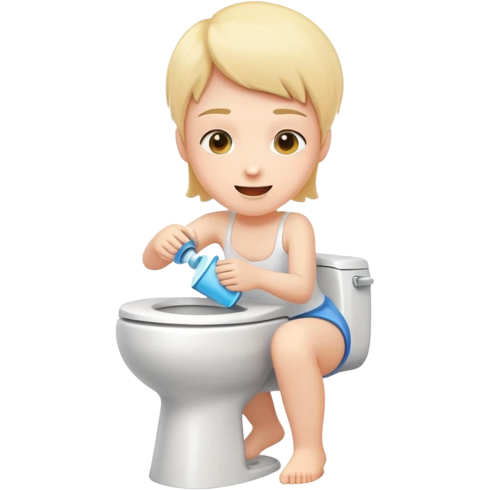 person flushing a toilet, simple and clear, cheerful expression emoji