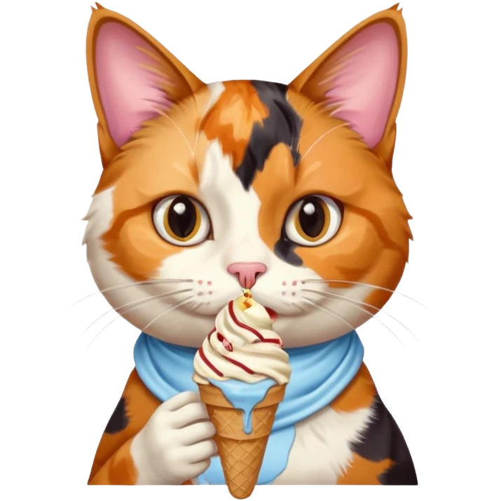 Cat with a ice cream and waching an Ipad emoji