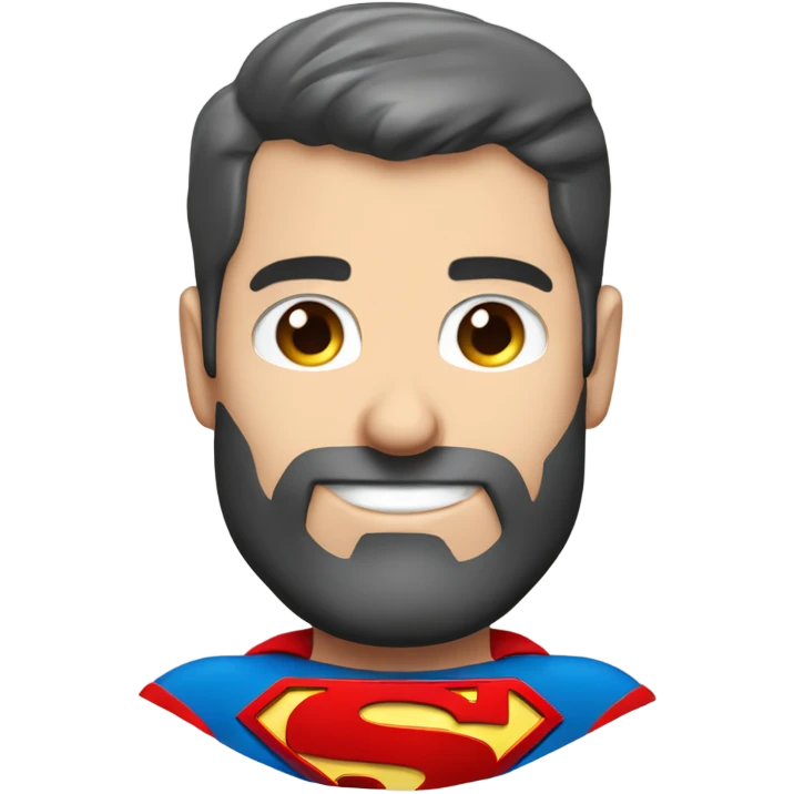caucasian smiling Superman standing strong with beard and red eyemask emoji