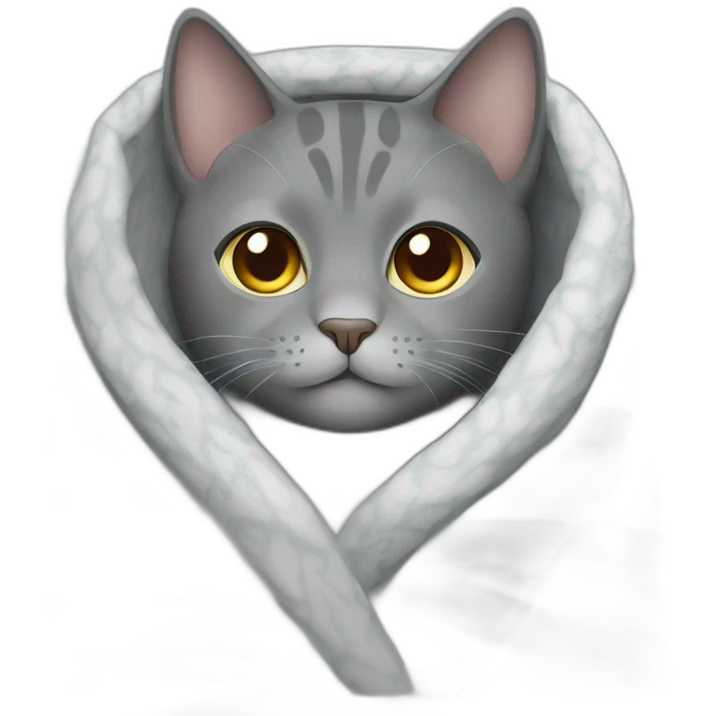 gray cat in a blanket emoji