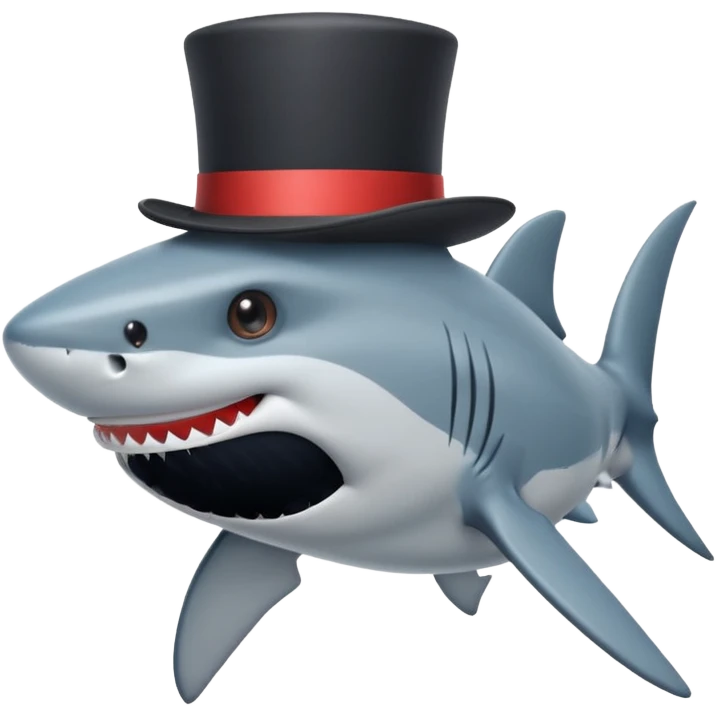 Shark with a top hat emoji