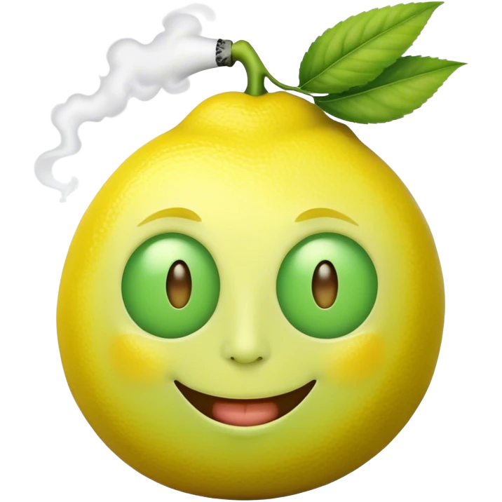 Happy faced Lemon smoking marijuana emoji