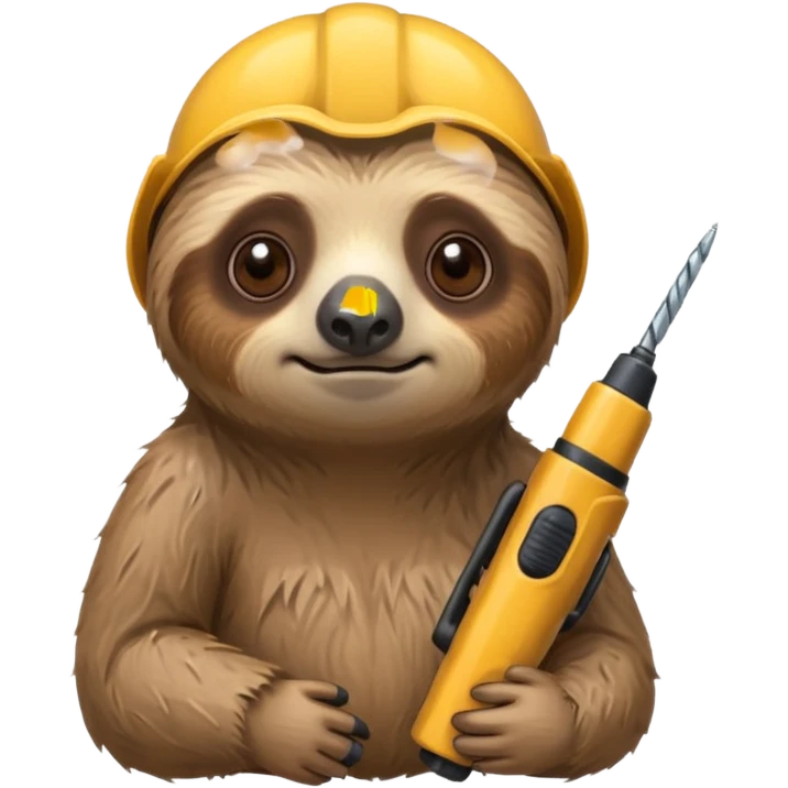 грустный ленивец с перфоратором  emoji