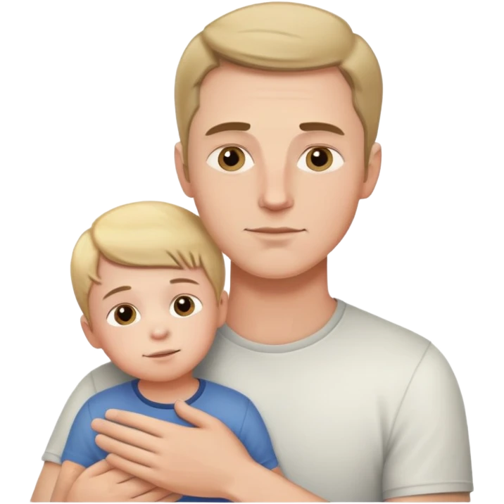 White man with a child, caring pose emoji