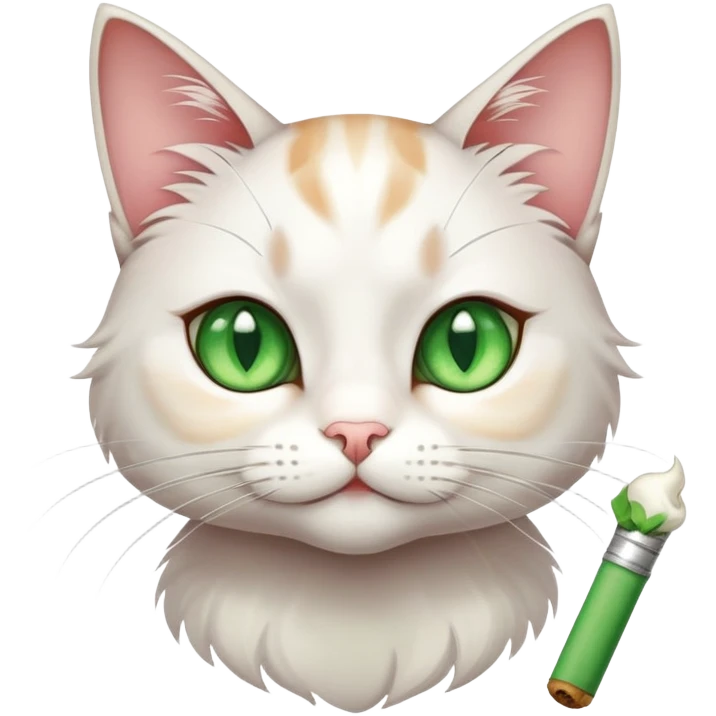 Anime cat looks high and hold a joint emoji