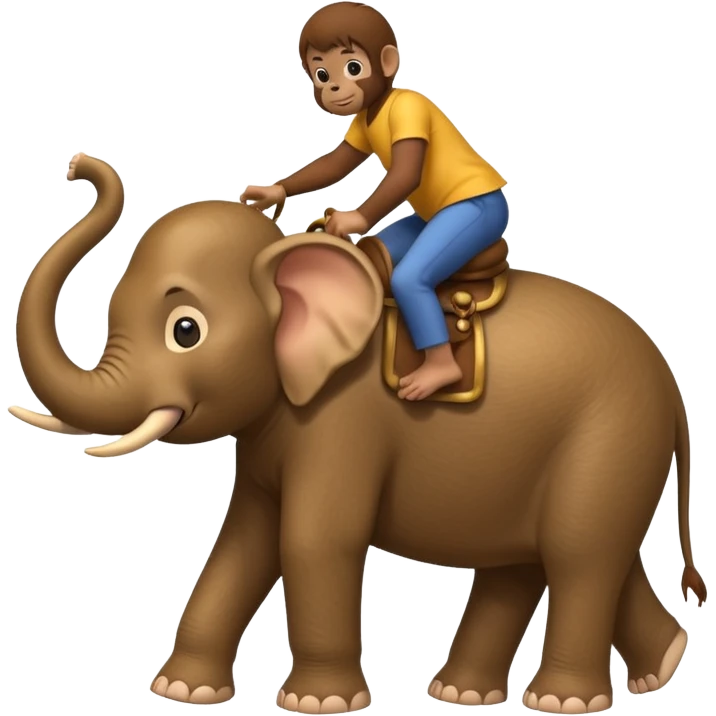 Monkey on elephant emoji