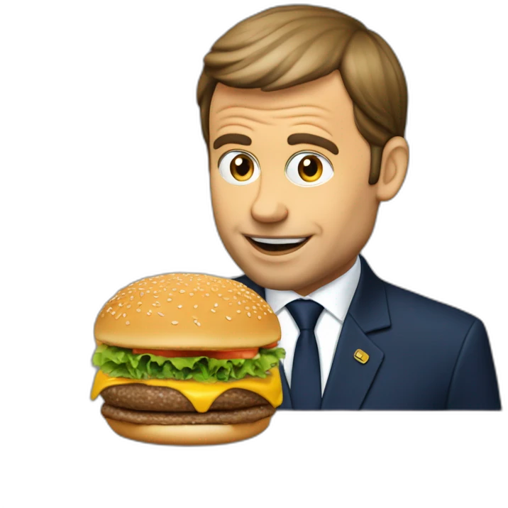 Macron qui mange un burger emoji