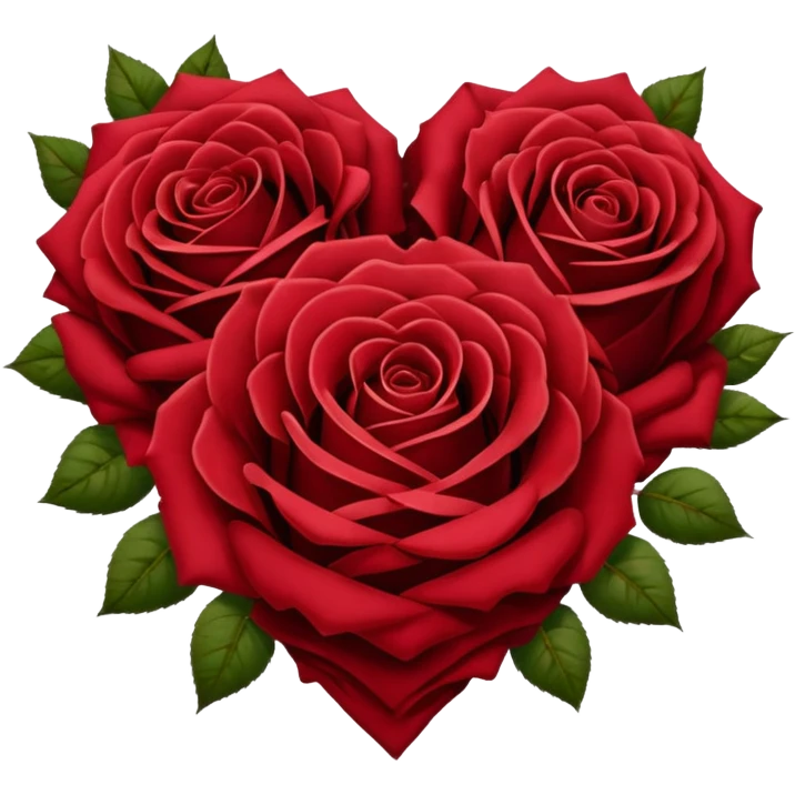 un cuore fatto di rose bordeaux e rosse emoji