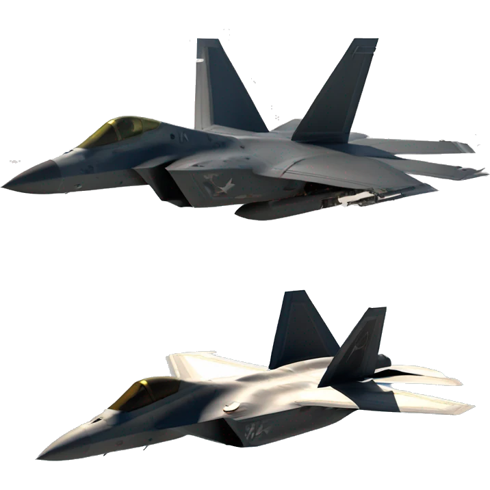 An F-22 Raptor dogfighting a SU-57 emoji