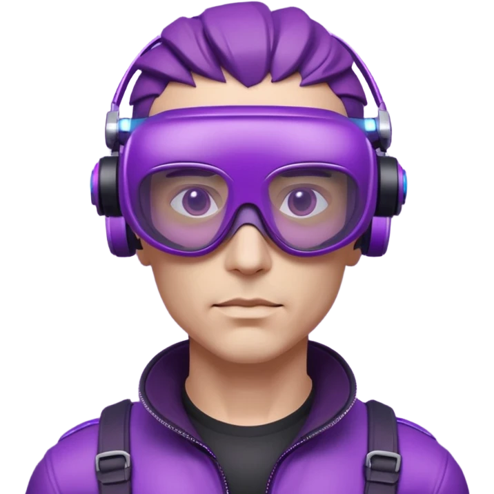 Cyberpunk man fappy head 3d puruple cyber VR -glasses only head emoji