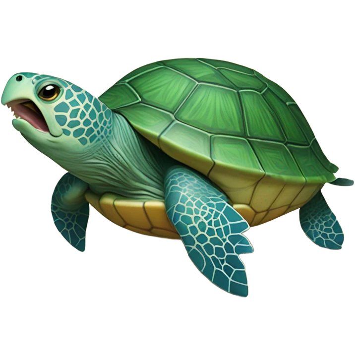 Turtle eating fish emoji