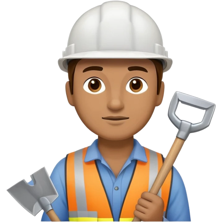 man digging with a shovel wearing a construction helmet emoji