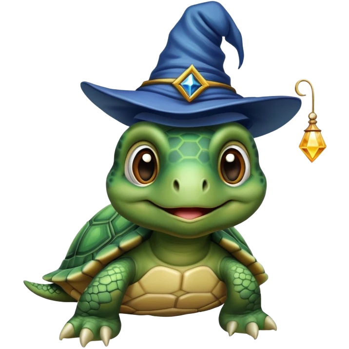 A turtle with a wizard hat emoji