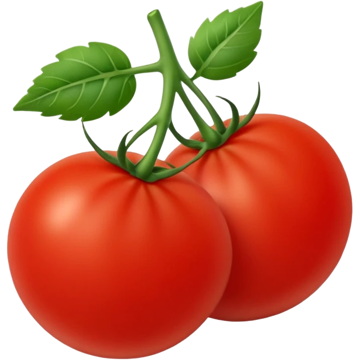 a cherry tomato with a green stem, simple, clear emoji