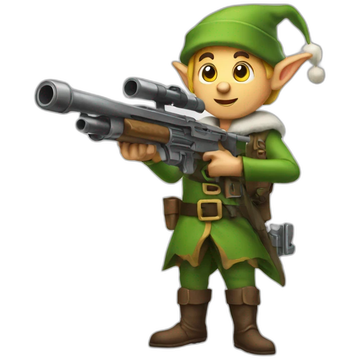 Elf holding a machine gun emoji