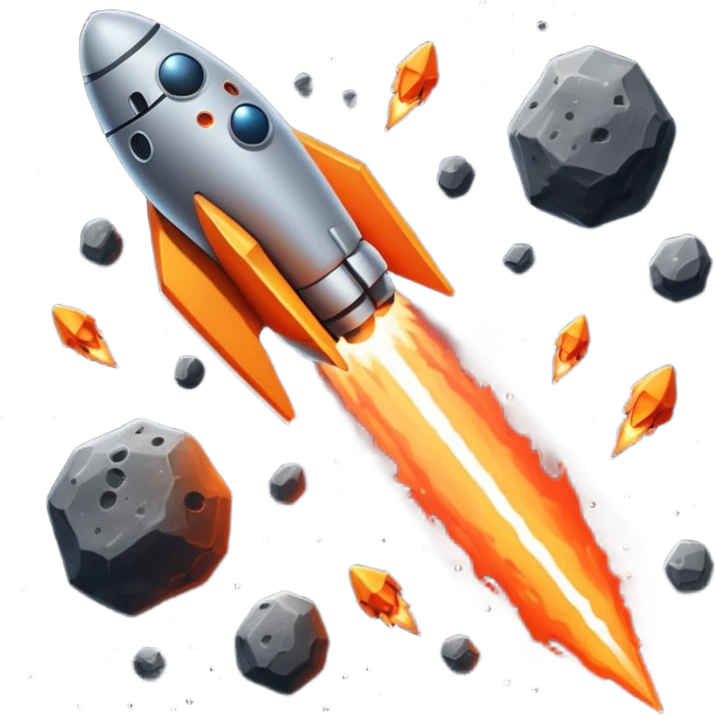 Asteroids falling in space emoji