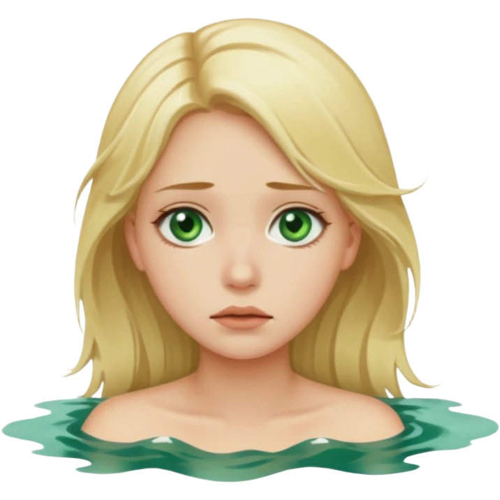 sad depressed weak cs major who is a pretty girl with blond hair and green eyes drowning on ship, very pretty very sad and weak emoji